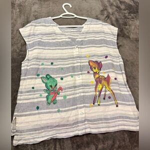 Cynthia Rowley Woman’s Shirt Size XL Hand Painted Magnolia Pearl Inspired